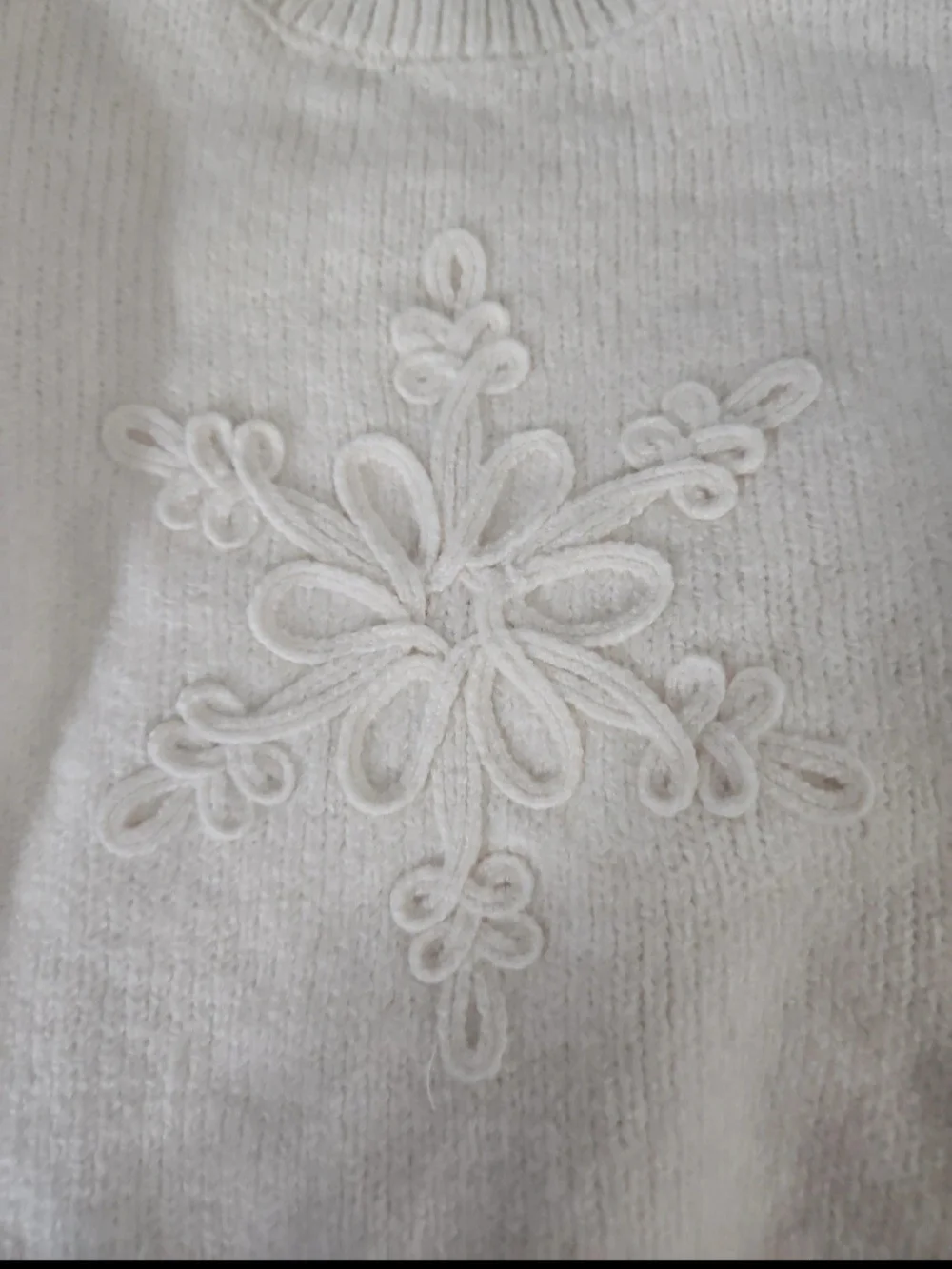 Kids Cream Embroidered Snowflake Sweater 12 Months